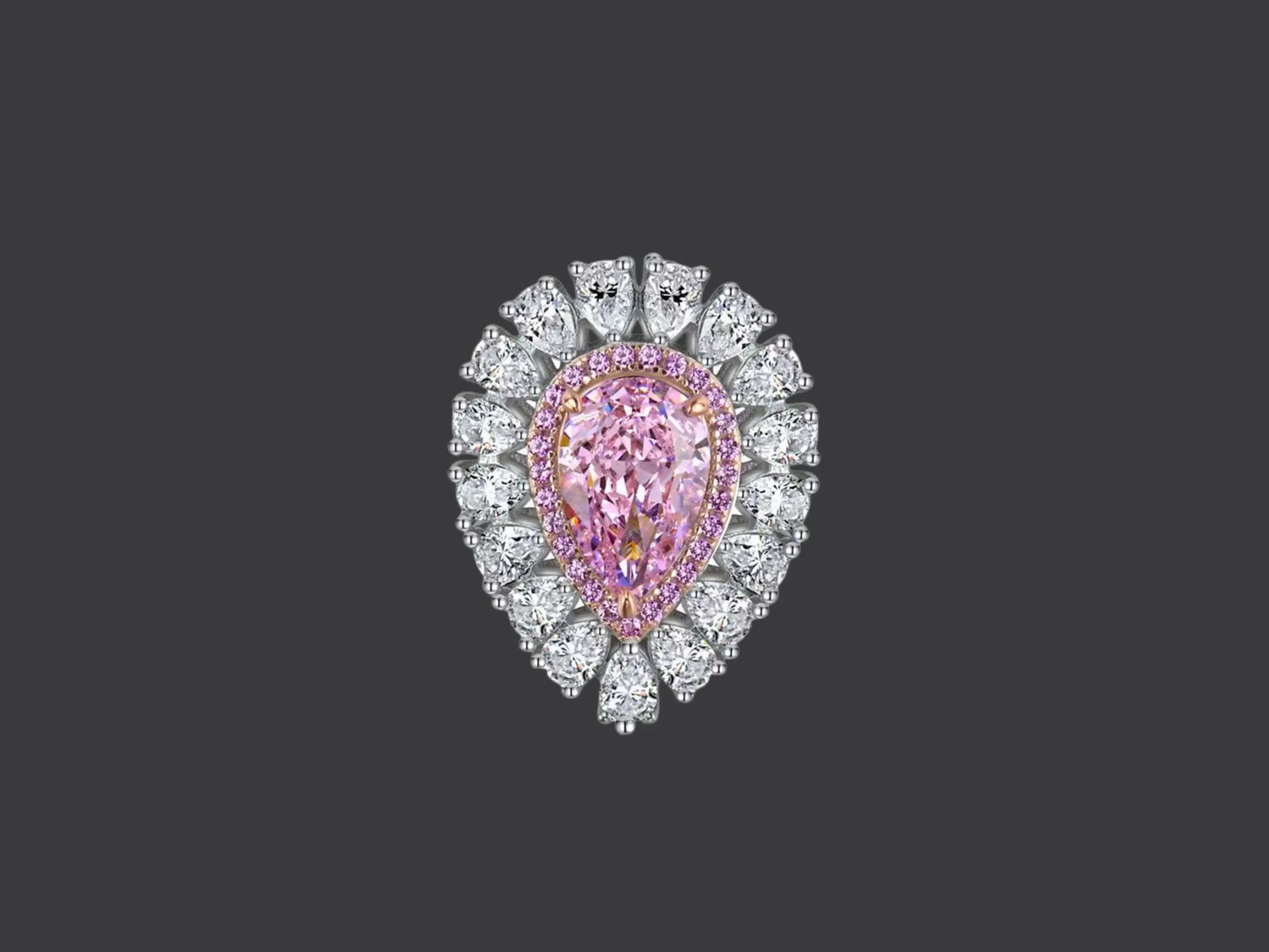 Pear Halo Statement Ring