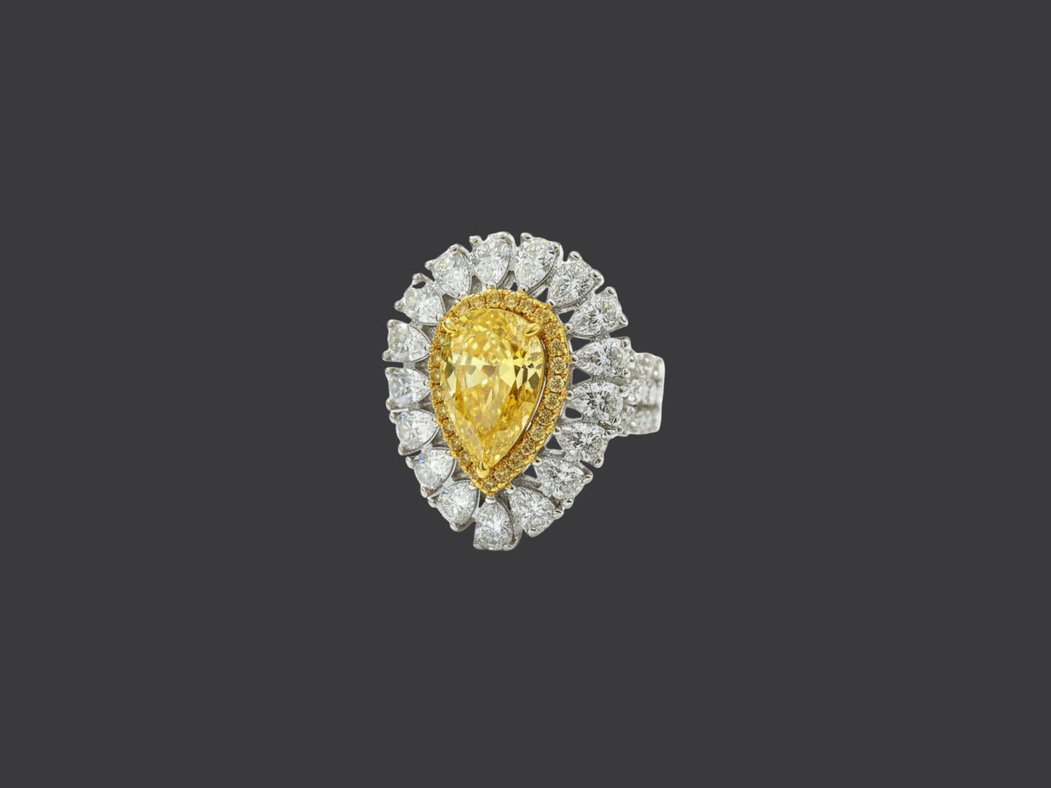 Pear Halo Statement Ring