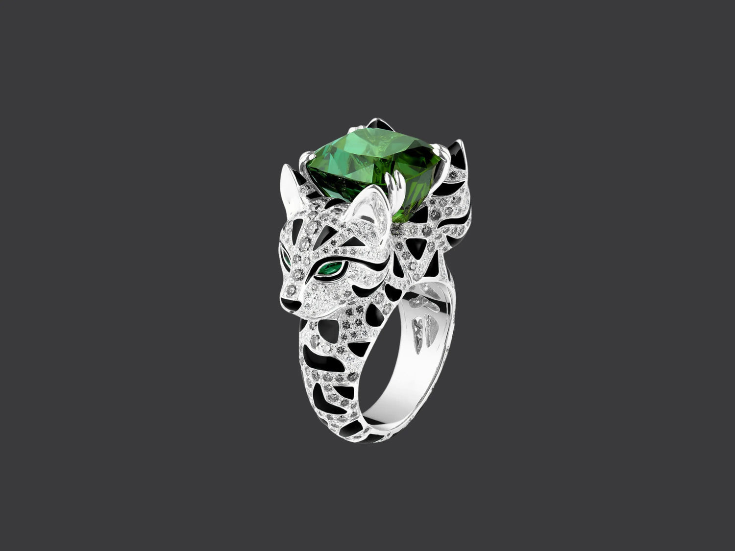 Emerald Panther Statement Ring