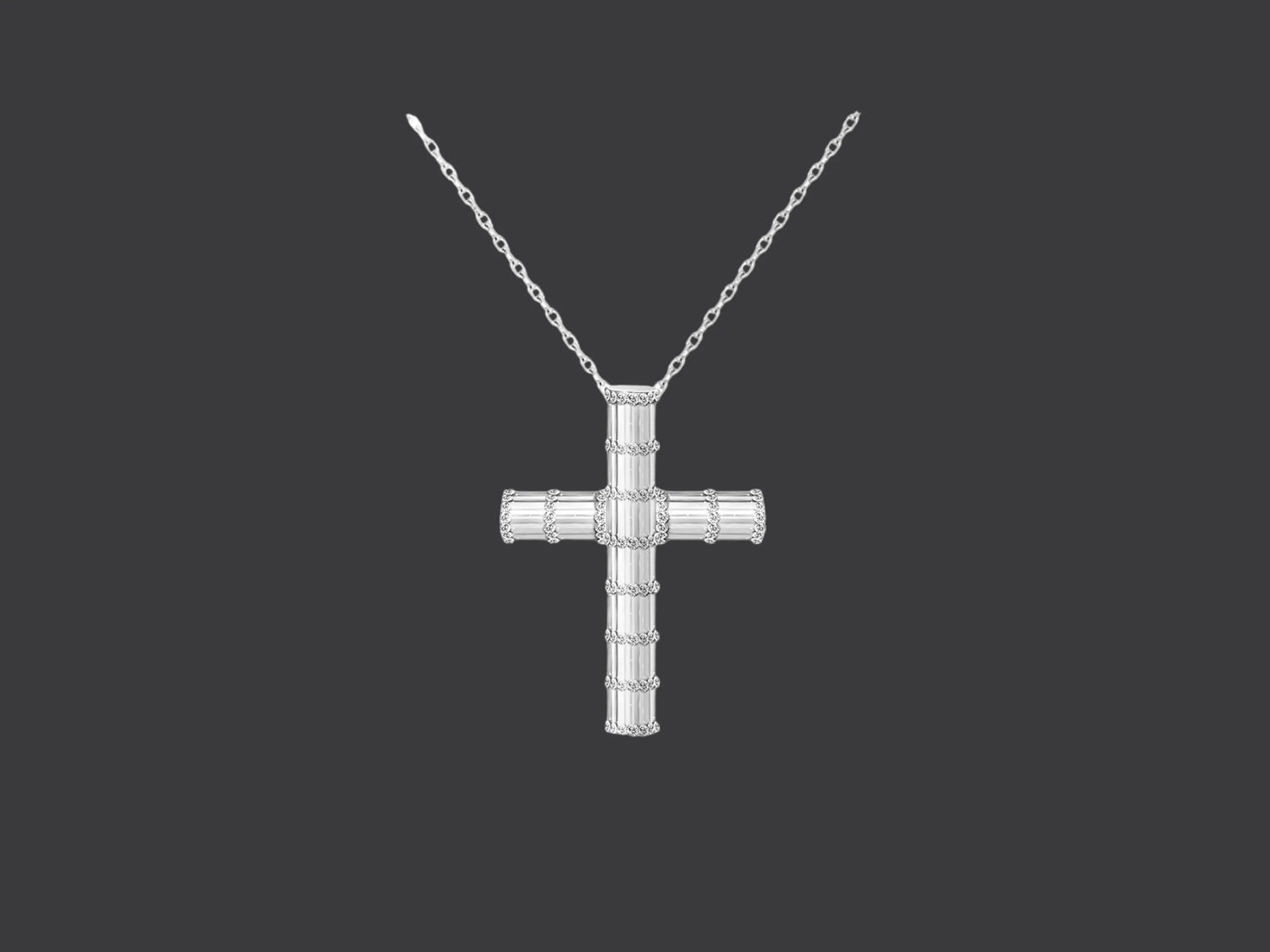 Baguette Diamond Cross Necklace