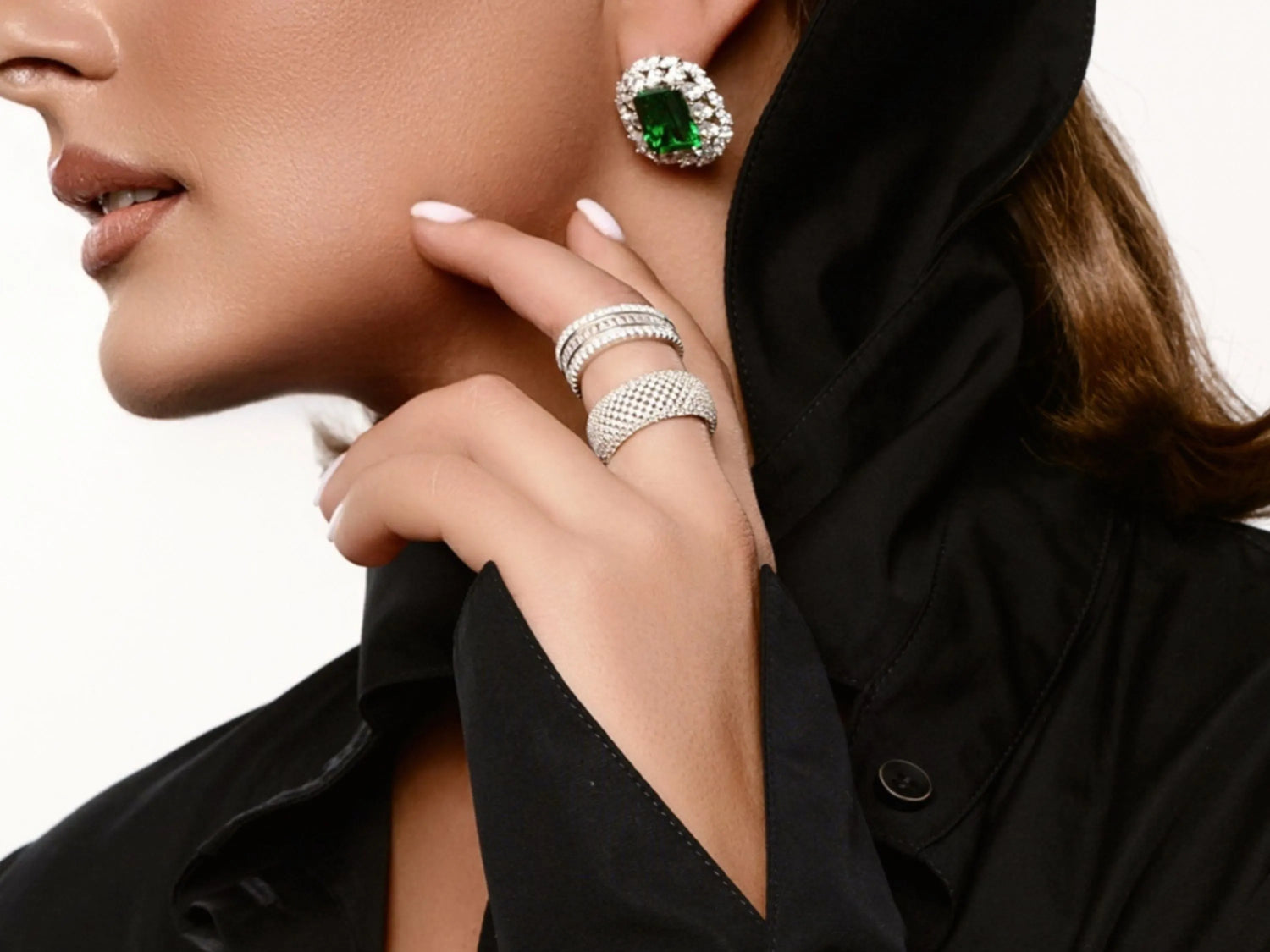 Verde Royale Emerald Halo Stud Earrings