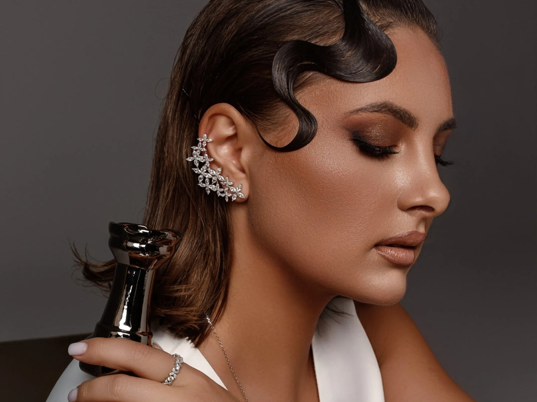 Flora Cascade Diamond Ear Cuff & Stud Set